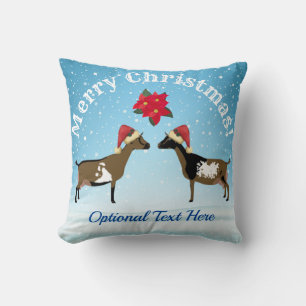 Nigerian Dwarf Dairy Goat Christmas in the snow Cushion