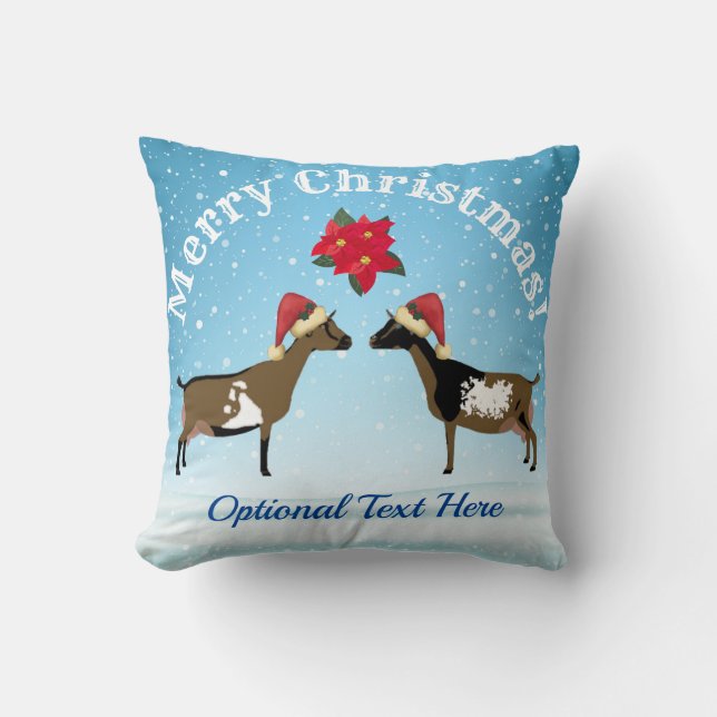 Nigerian Dwarf Dairy Goat Christmas in the snow Cushion (Front)