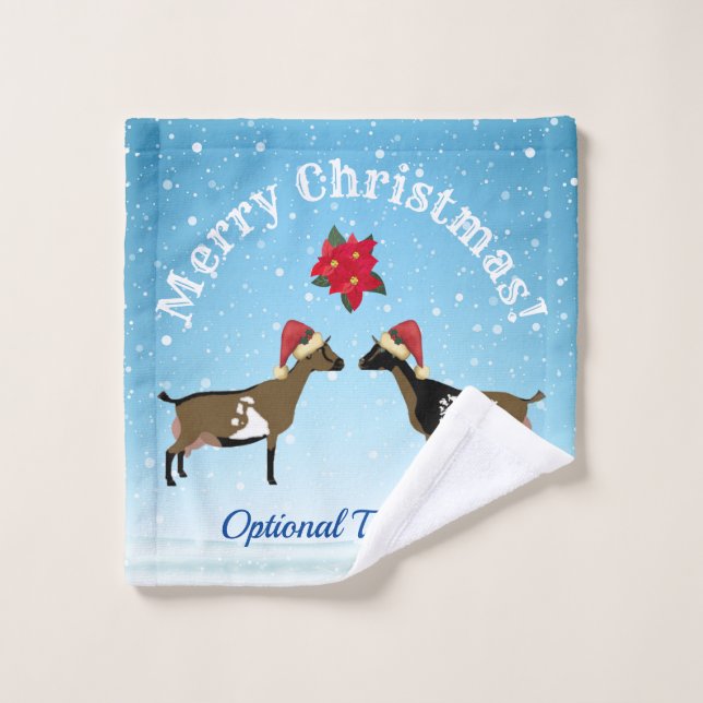 Nigerian Dwarf Dairy Goat Christmas in the snow Wash Cloth (Wash Cloth)