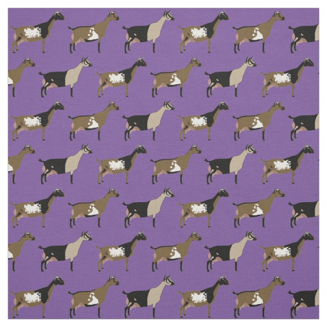 Nigerian Dwarf Dairy Goats on Purple Fabric (Swatch)