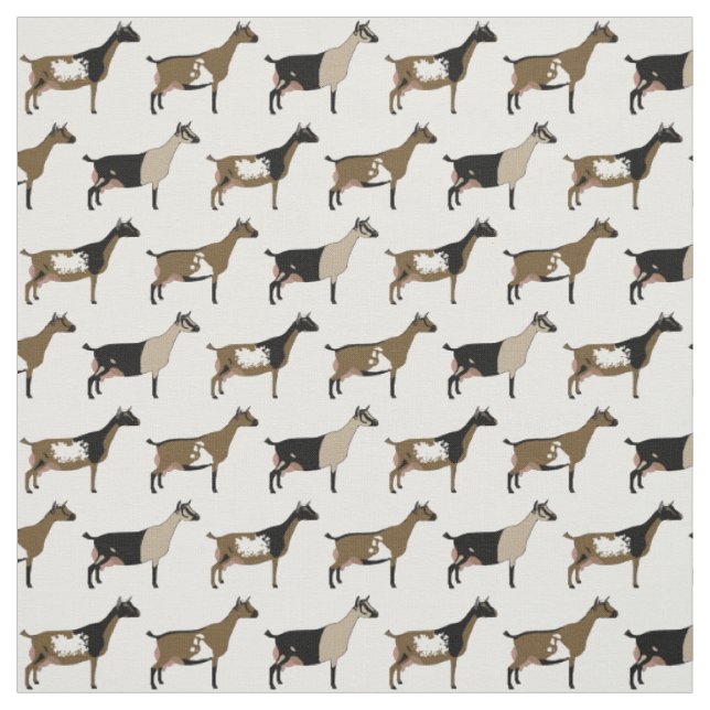 Nigerian Dwarf Dairy Goats on White Fabric (Swatch)