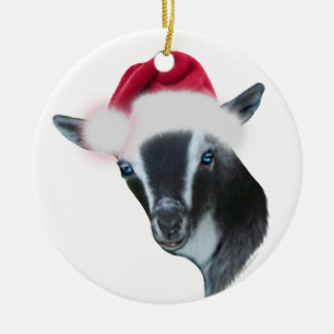 Nigerian Dwarf Goat Santa Hat Christmas Ornament