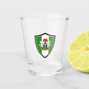 Nigerian flag-coat arms shot glass