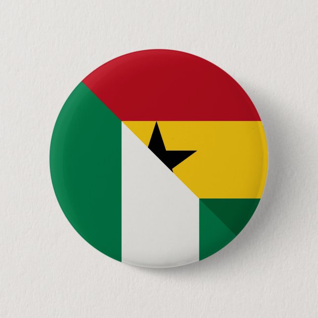 Nigerian Ghanaian Flag Nigeria Ghana Naija 6 Cm Round Badge (Front)