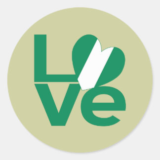 Nigerian Green LOVE Heart Flag Classic Round Sticker