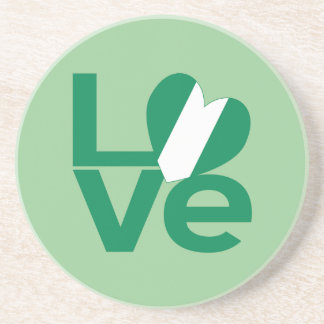Nigerian Green LOVE Heart Flag Coaster