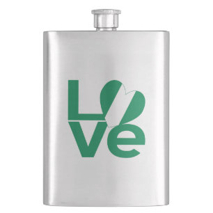 Nigerian Green LOVE Heart Flag  Hip Flask