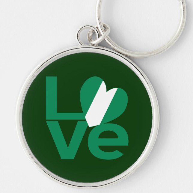 Nigerian Green LOVE Heart Flag  Key Ring (Front)