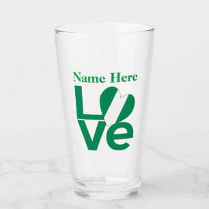 Nigerian Green LOVE Heart Flag Personalised  Glass