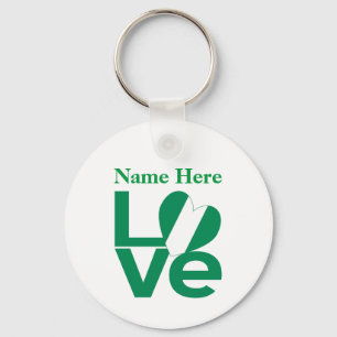 Nigerian Green LOVE Heart Flag Personalised  Key Ring