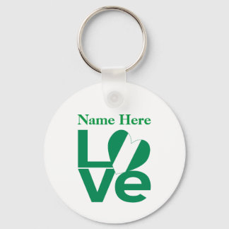 Nigerian Green LOVE Heart Flag Personalised  Key Ring