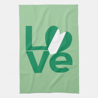 Nigerian Green LOVE Heart Flag Tea Towel