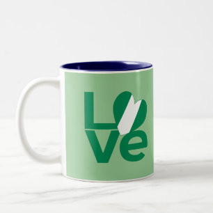 Nigerian Green LOVE Heart Flag  Two-Tone Coffee Mug