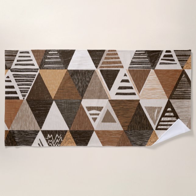 Nigerian patterns on a triangles background beach towel (Front)