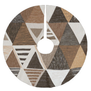 Nigerian patterns on a triangles background brushed polyester tree skirt