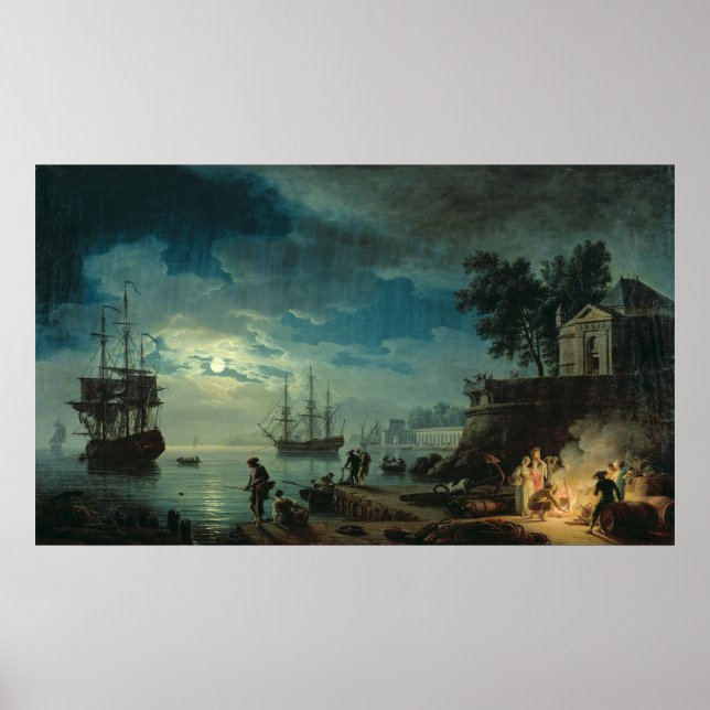 Night: A Port in the Moonlight, 1748 Poster (Front)