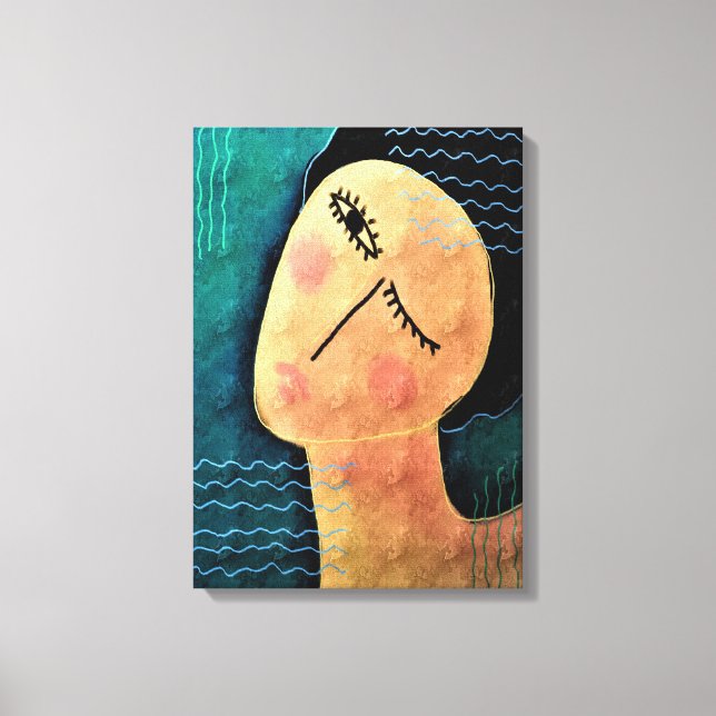 Night Abstract Digital Painting of a Woman Canvas Print (Front)