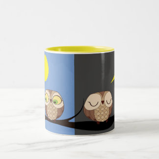 Night and Day Owls Two-Tone Coffee Mug