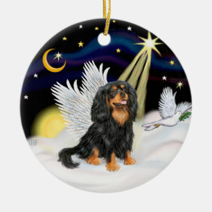 Night Angel - Cavalier King Charles (tri) Ceramic Tree Decoration