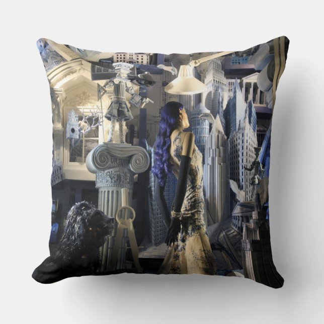 Night At Bergdorf's - NYC - by Madeline Ellis Cushion (Front)