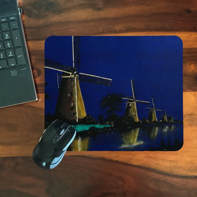 Night at Kinderdijk Mouse Mat (Creator Uploaded)