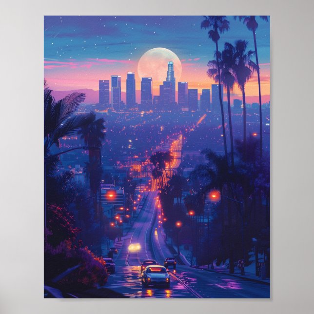 Night at Los Angeles California USA Poster (Front)