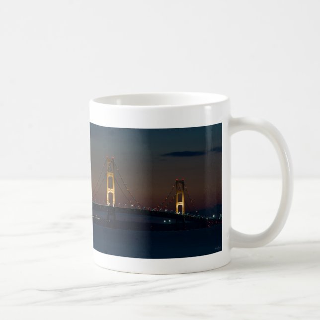 Night At Mackinac Bridge Coffee Mug (Right)