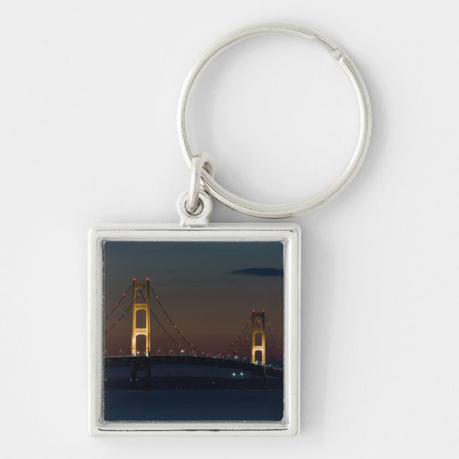 Night At Mackinac Bridge Key Ring (Front)
