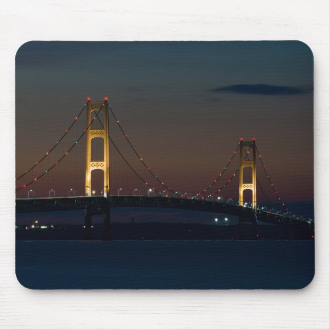 Night At Mackinac Bridge Mouse Mat (Front)