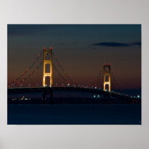 Night At Mackinac Bridge Poster