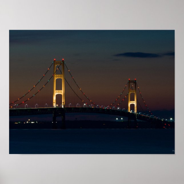 Night At Mackinac Bridge Poster (Front)