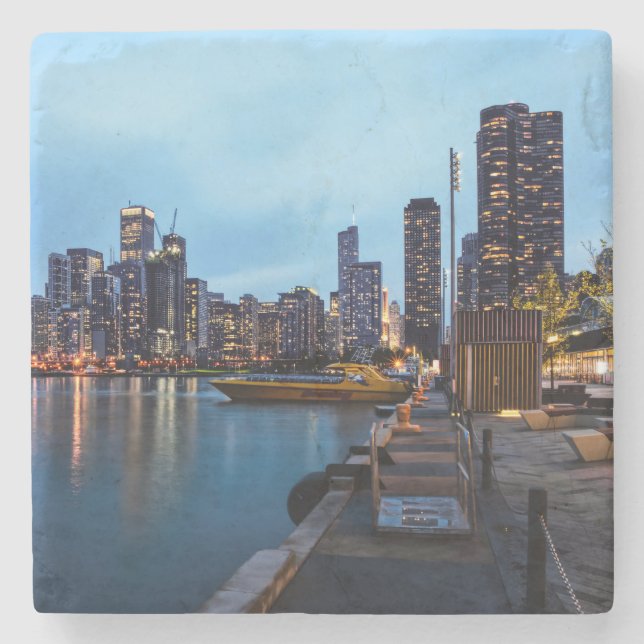Night At Navy Pier Stone Coaster (Front)