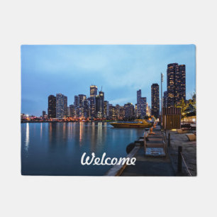 Night At Navy Pier Welcome Doormat