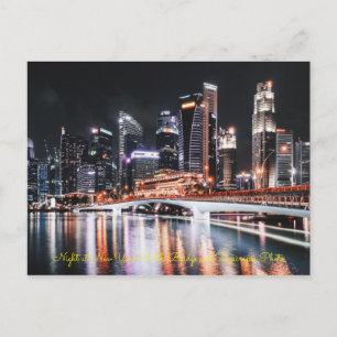 Night at New York With Bridge and Skyscr Postcards