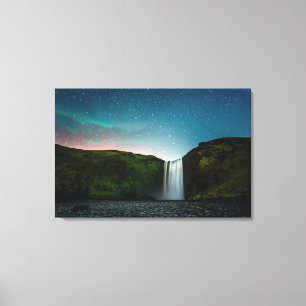 Night at Skógafoss Canvas Print