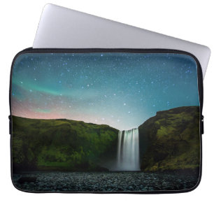 Night at Skógafoss Laptop Sleeve