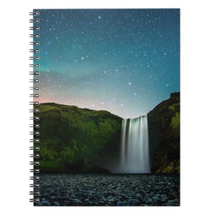 Night at Skógafoss Notebook