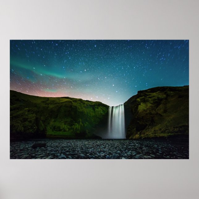 Night at Skógafoss Poster (Front)