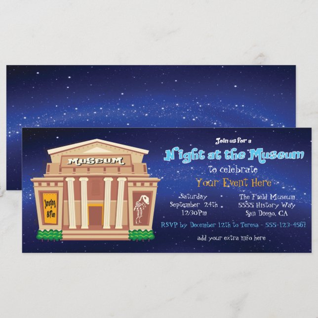 Night at the Museum Ticket Party Event Invitation (Front/Back)