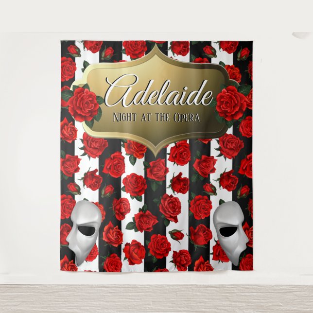 Night at the Opera| Red Roses Elegant Backdrop Tapestry (Front)