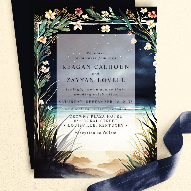 Night Beach Scene Wedding Invitation (Creator Uploaded)