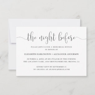 Night before. Black and white rehearsal dinner Invitation