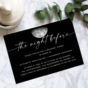 Night before. Black moon wedding rehearsal dinner Invitation