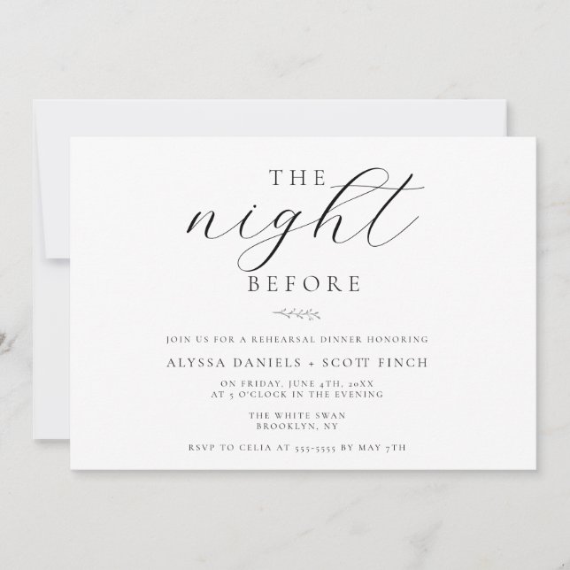 Night Before Branch Rehearsal Dinner Invitation (Front)
