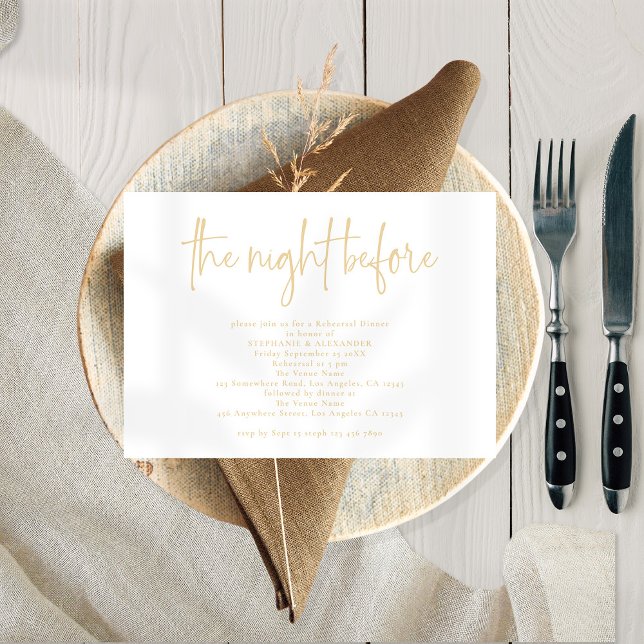 Night Before Champagne Gold Rehearsal Dinner  Invitation (Creator Uploaded)