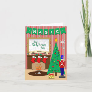 Night Before Christmas • 3 Custom Stocking Names Holiday Card