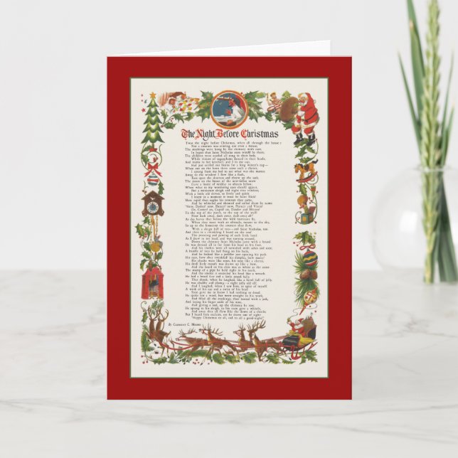 Night Before Christmas Decorated Poem Holiday Card (Front)