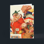 Night before Christmas Holiday Card<br><div class="desc">Artist: J. C. Leyendecker | Big woman loaded with packages drags crying boy along</div>