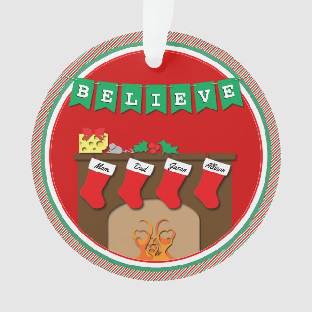 Night Before Christmas Kissing Mice • 4 Stockings Ornament (Front)