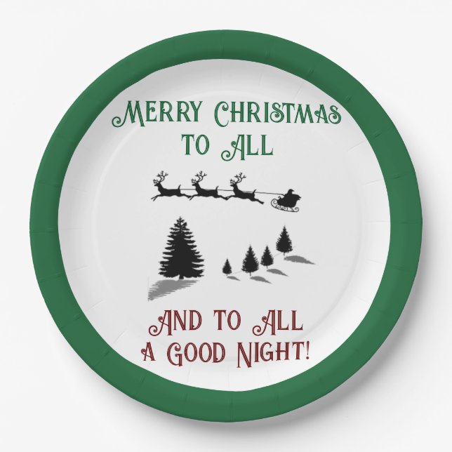 Night Before Christmas Santa Holiday Paper Plate (Front)
